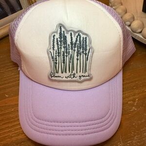 Lavender Trucker Hat with Floral Design